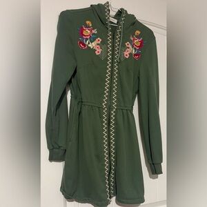 Solitaire Green Floral Embroidered Dress